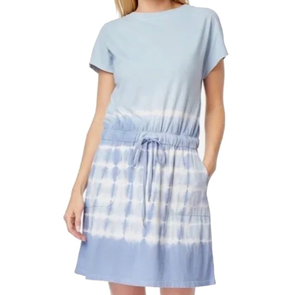 C&C California Cotton Rayon Dress T-shirt Tie-Dye Tunic Pockets Dolman Sleeve - Picture 11 of 13